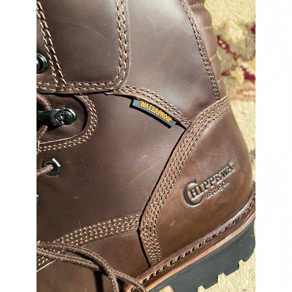 Men's Chippewa 73211 Logger Boots Size 9‎ EE Insulated Waterproof Brown New